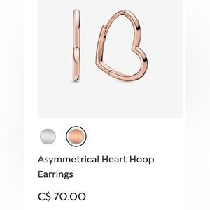 Pandora Rose Gold Heart Hoop Earrings